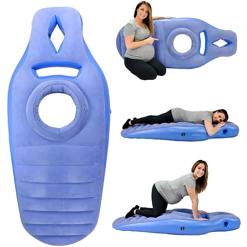 

Yoga Mat for Pregnant Women Comfortable Flocking PVC Inflatable Mattress with Hole Exercise Home Sports Gym Fitness Pilates Pads
