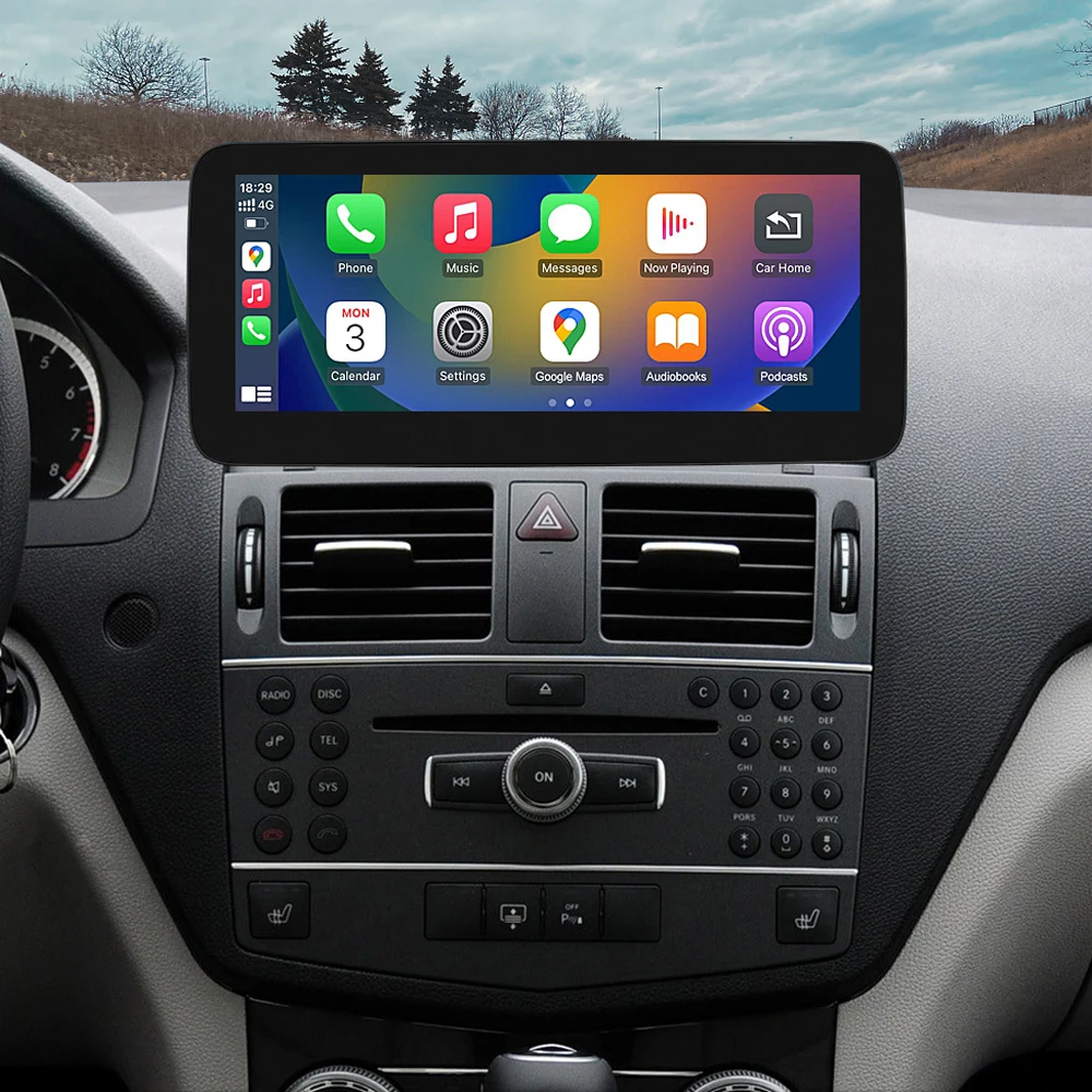 12 3-дюймовый сенсорный экран Linux CarPlay для Mercedes Benz C Class W204 2008 2009 2010 MultiMedia Navi Android Auto