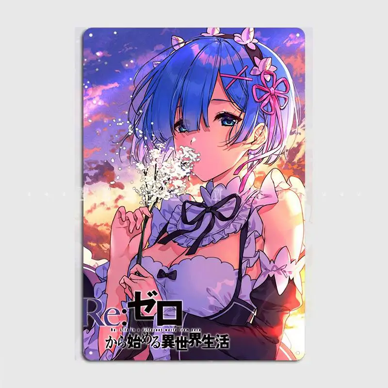 

Rem Re Zero металлический знак настенная роспись вечерние дизайнерский Настенный декор оловянный знак плакат