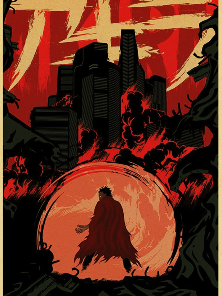 Японский анимационный постер с персонажами ретро спальня бистро настенное