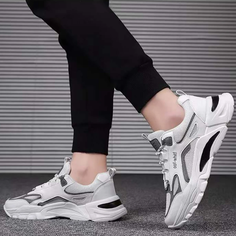 Модные мужские кроссовки дышащие повседневные на платформе сетчатые уличные для