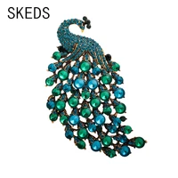 skeds elegant rhinestone peacock luxury brooches for women fashion crystal corsage wedding party high quality jewelry brooch pin