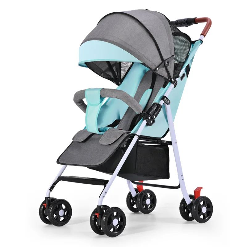 

Baby Stroller Portable Folding can Sit and Lie Down Children's Four-Wheeled Stroller One Button to Close the Stroller