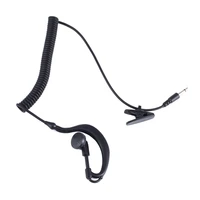 3 5 mm single earpiece ear hook earphone with spiral cable walkie talkie headset polices military earphone in line