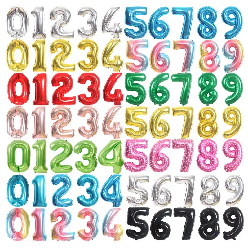 

Big Digital number balloons Rose Gold Silver Gradient Digital Balloons 0-9 years Old Birthday Party Wedding Decoration
