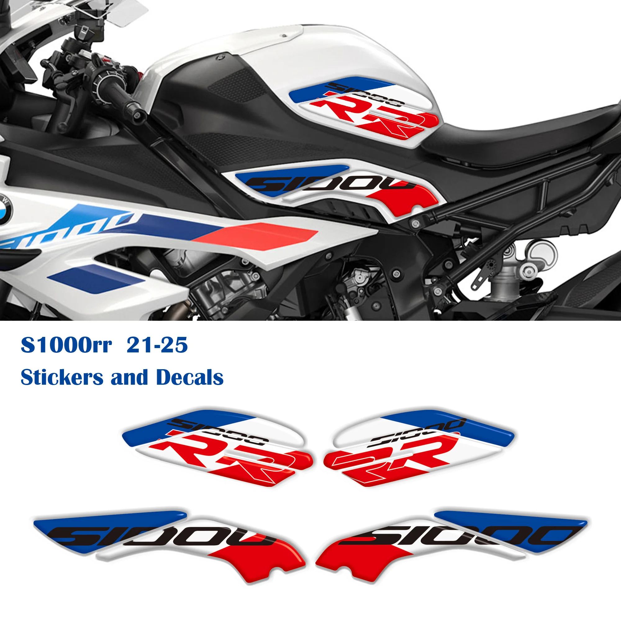 Фото Защитная накладка на бак для S1000RR S1000R S 1000 R RR S1000 S1000 M M1000R M1000RR, комплект 3D-наклеек-декалей, 2021-2025 №1