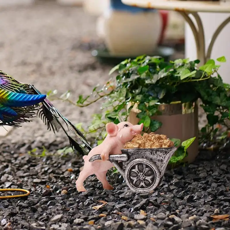 Смола Животные Мультяшные Толкающая Тележка Фигурка Художественное Ремесло