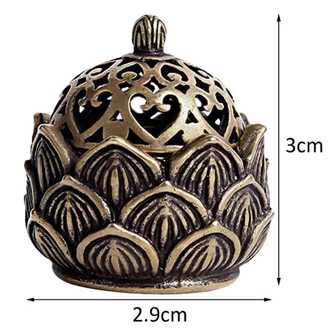 

Copper Small Lotus Pocket Hollow Out Incense Stick Burner Brass Incense Holder with Cover Sandalwood Cense Home Decoration