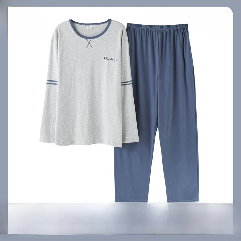 Modal Pajamas Men's Spring and Autumn Cotton 2023 New Can Be Worn outside Youth Winter Long sleeve Home Wear Set