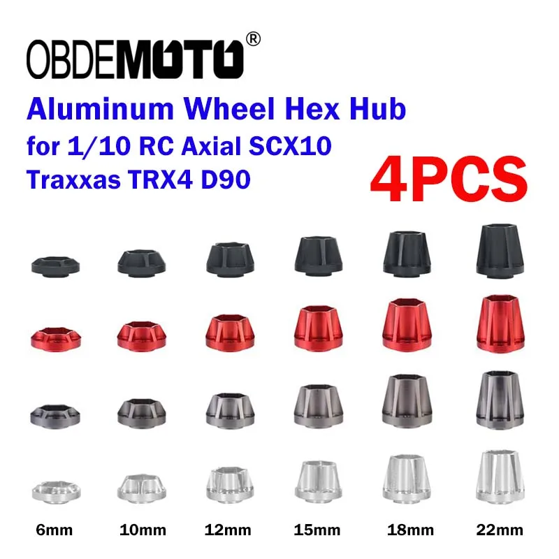 

Алюминиевая 12 мм Шестигранная ступица для колеса, обновленная часть, сплав, 4 шт. для 1/10 RC Crawler 1,9 2,2 осевой обод SCX10 Traxxas TRX4 D90 HSP HPI Tamiya