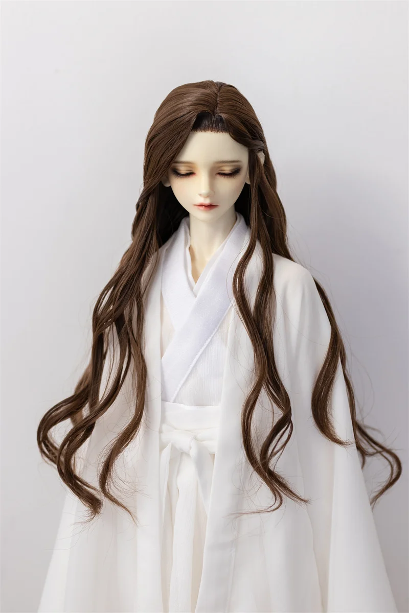 

BJD doll wig suitable for 1-3 size bjd girl wig cute milk silk flat tip finished hair long hair big waves doll accessories