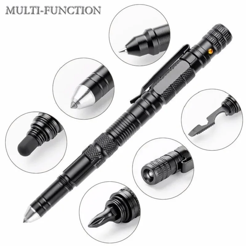 

Multi Function Tactical Pen Emergency Flashlight Screwdriver Bottle Opener Window Breaker Outdoor Survival Self Rescue EDC Tool