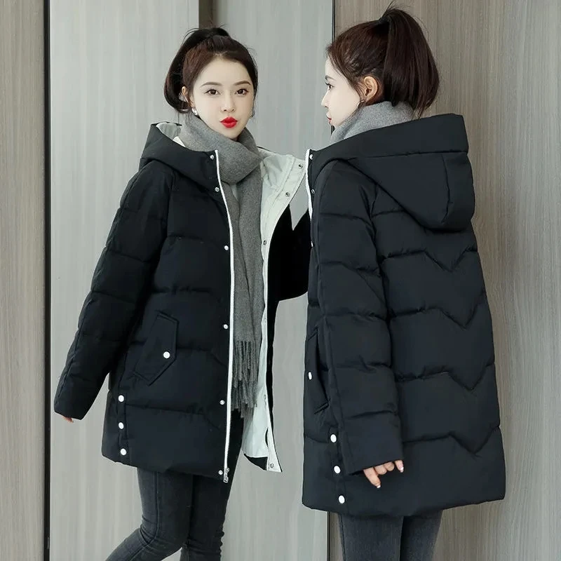 Oversized 3XL For 80kg Loose Hooded Cotton Padded Thicken Jacket Winter Warm Windproof Women Coats Korean Long Sleeve Parkas