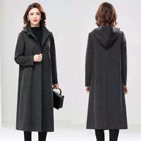 thickened 2022 autumn winter new all match female coats mid length hooded long windbreaker loose coat womens fashion commuting