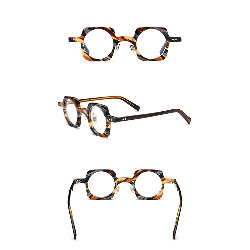 Belight Optical Colorful Stripes Square Shape Men Women Acetate Prescription Eyeglasses Retro Frame Eyewear 9181