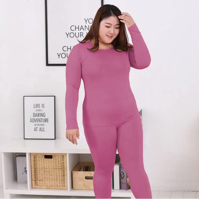 Thermal Underwear Suit Women Clothing Autumn Women Long Johns Solid Warm Winter Girls Underwear 3XL 4XL 5XL 90KG Wear