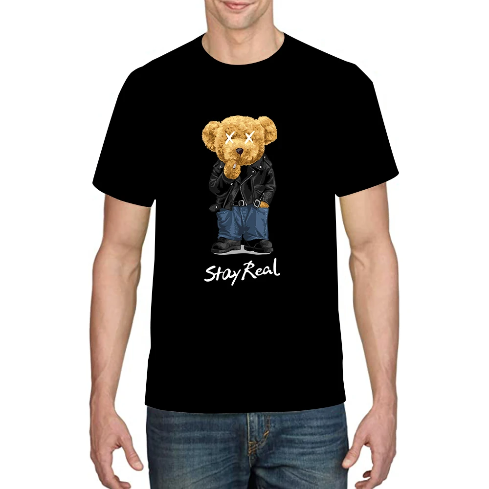 

Остаться настоящим куртка медведя футболка мода хлопок футболка лето случайной простой топ футболка больших размеров мужская и женская одежда жарко