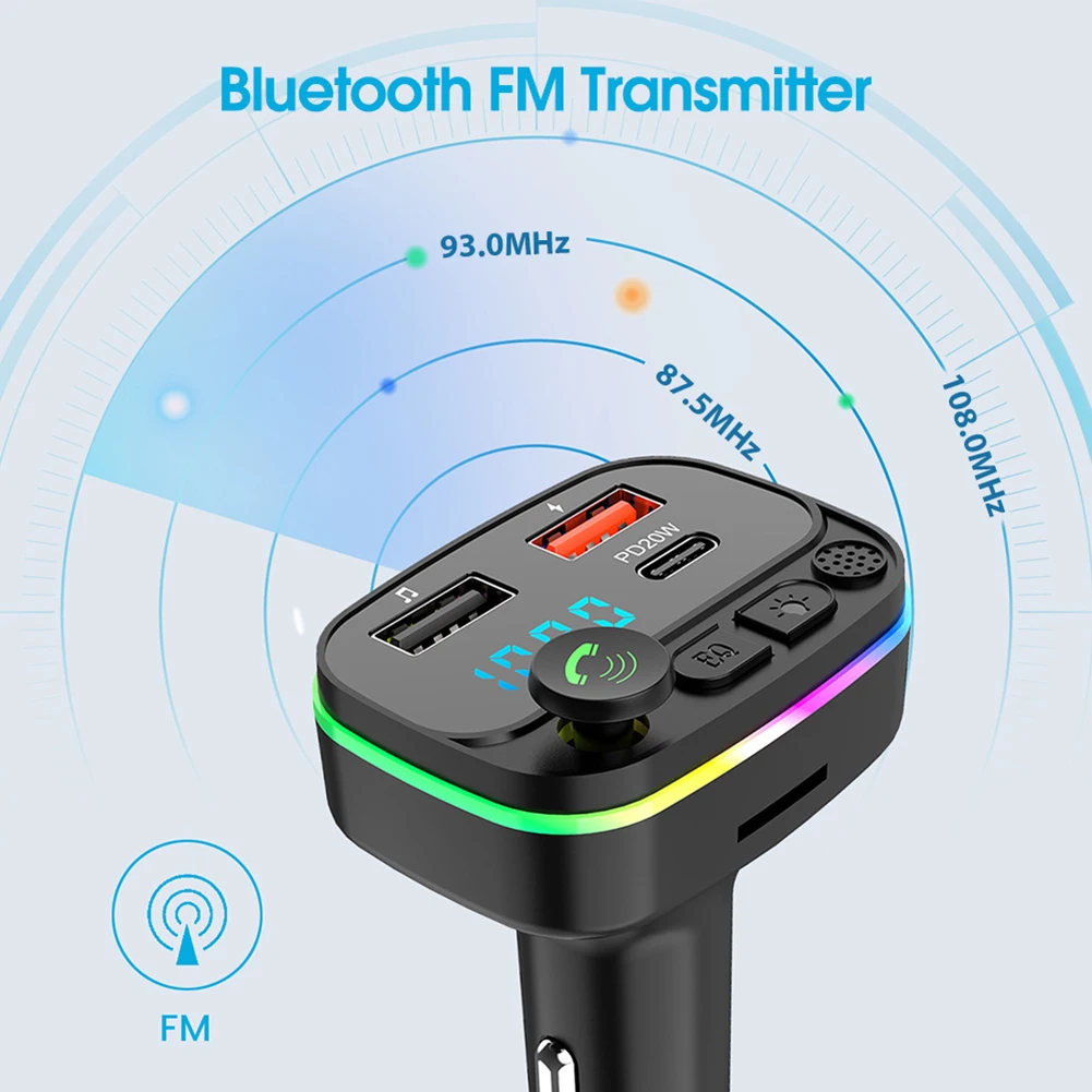 

Fast Charger Car FM Transmitter PD20W Wireless Audio Receiver Car MP3 Player Automatic Connection 100% Brand New