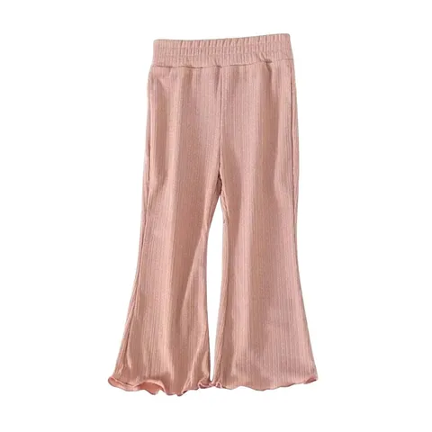 Детские летние однотонные тонкие шелковые расклешенные брюки, повседневные брюки для девочек, универсальные модные брюки для девочек в стиле принцессы