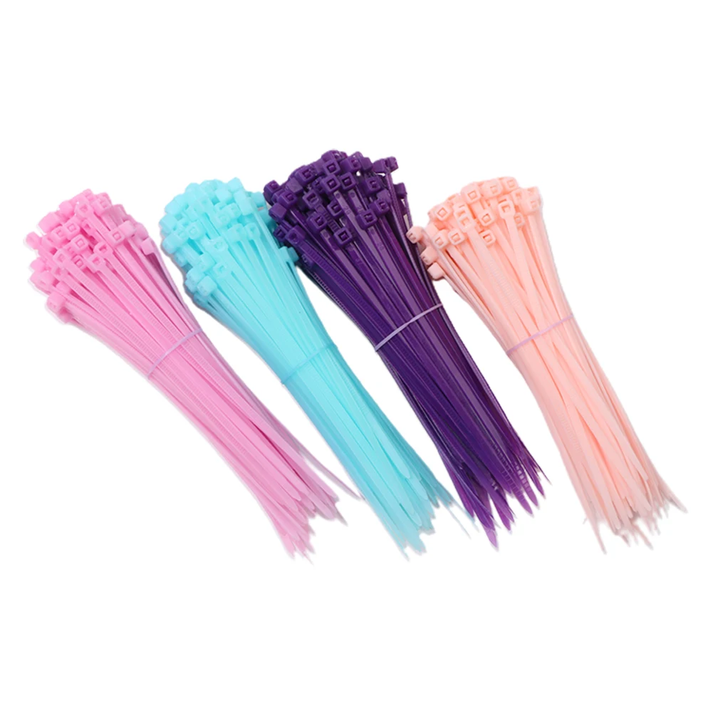 100 шт. разноцветные пластиковые кабельные стяжки ремешок скрепки 102 мм х 2