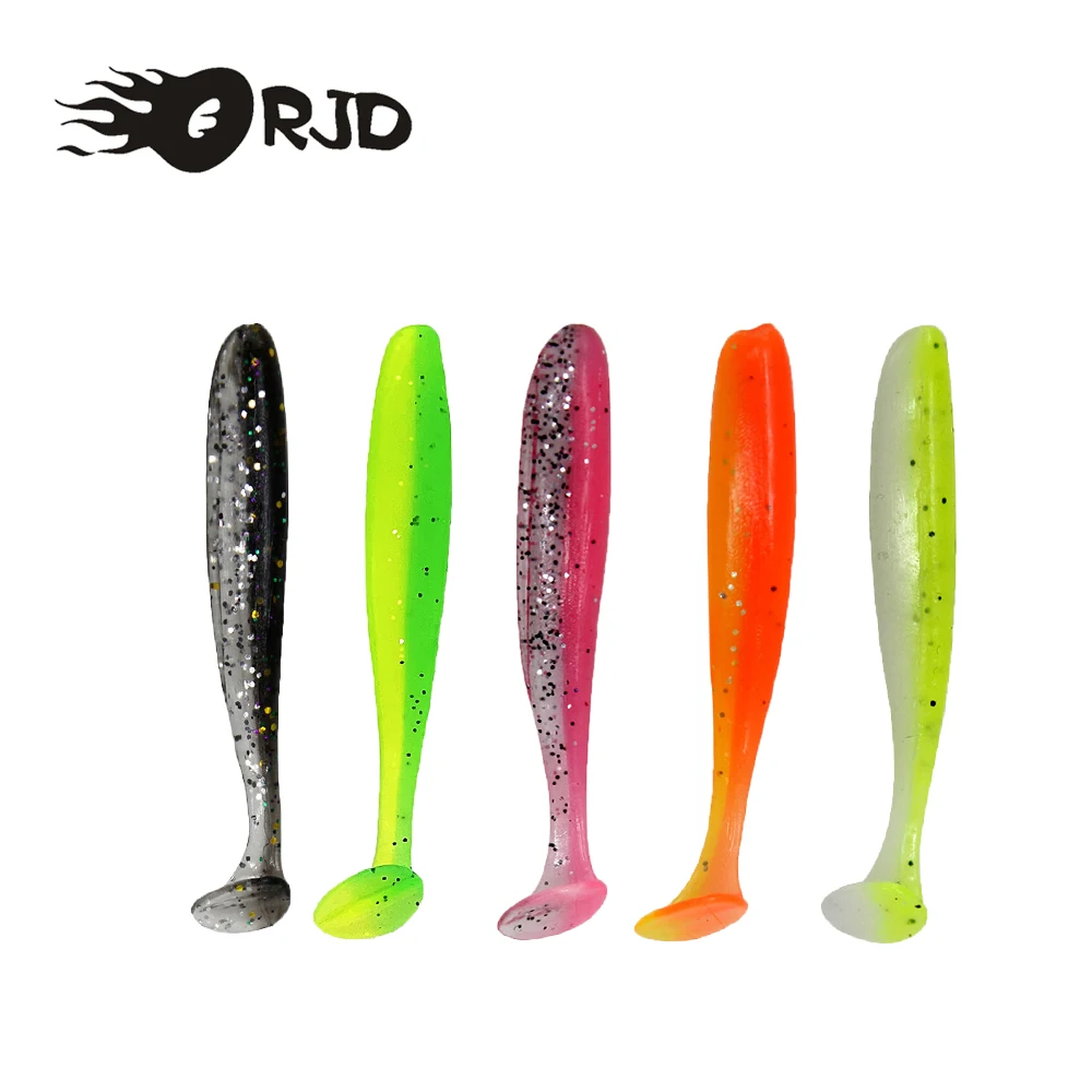 

ORJD 5-20pcs Easy Shiner Soft Fishing Lures Multicolor Silicone Bait T Tail Wobblers Worm Swimbait Aritificial Fishing Track