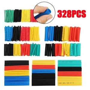 127/328pcs  Multicolor Assorted Polyolefin Heat Shrink Tubing Tube Cable Sleeves Wrap Wire Set with 300W Hot Air Gun