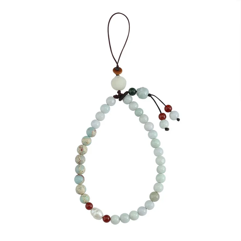 

Mobile phone lanyard Chinese style jade pearl lotus phone chain pendant unisex short personalized wrist rope anti-lost pendant