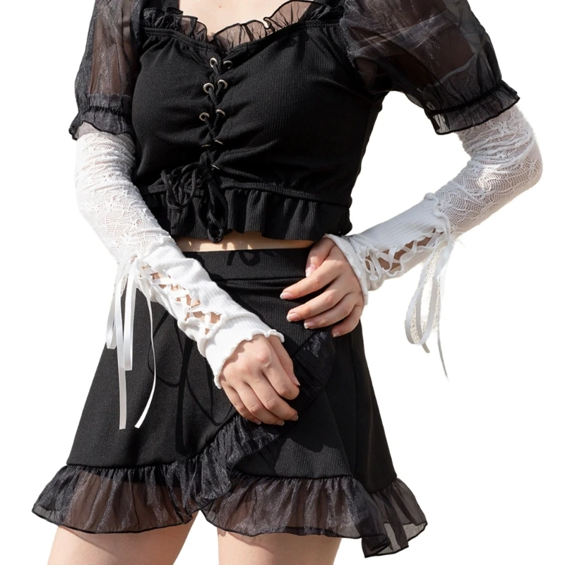 Новый стиль длинные рукава для девочек съемные эластичные манжеты банкетные