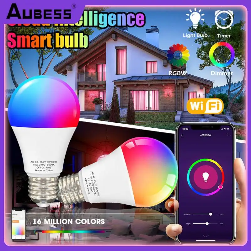 

100-240v Wifi Google Assistant Smart Life Smart Light Smart Light Bulb Led Decoration E27 Bulb 15w/9w Smart Lamp Rgbcw