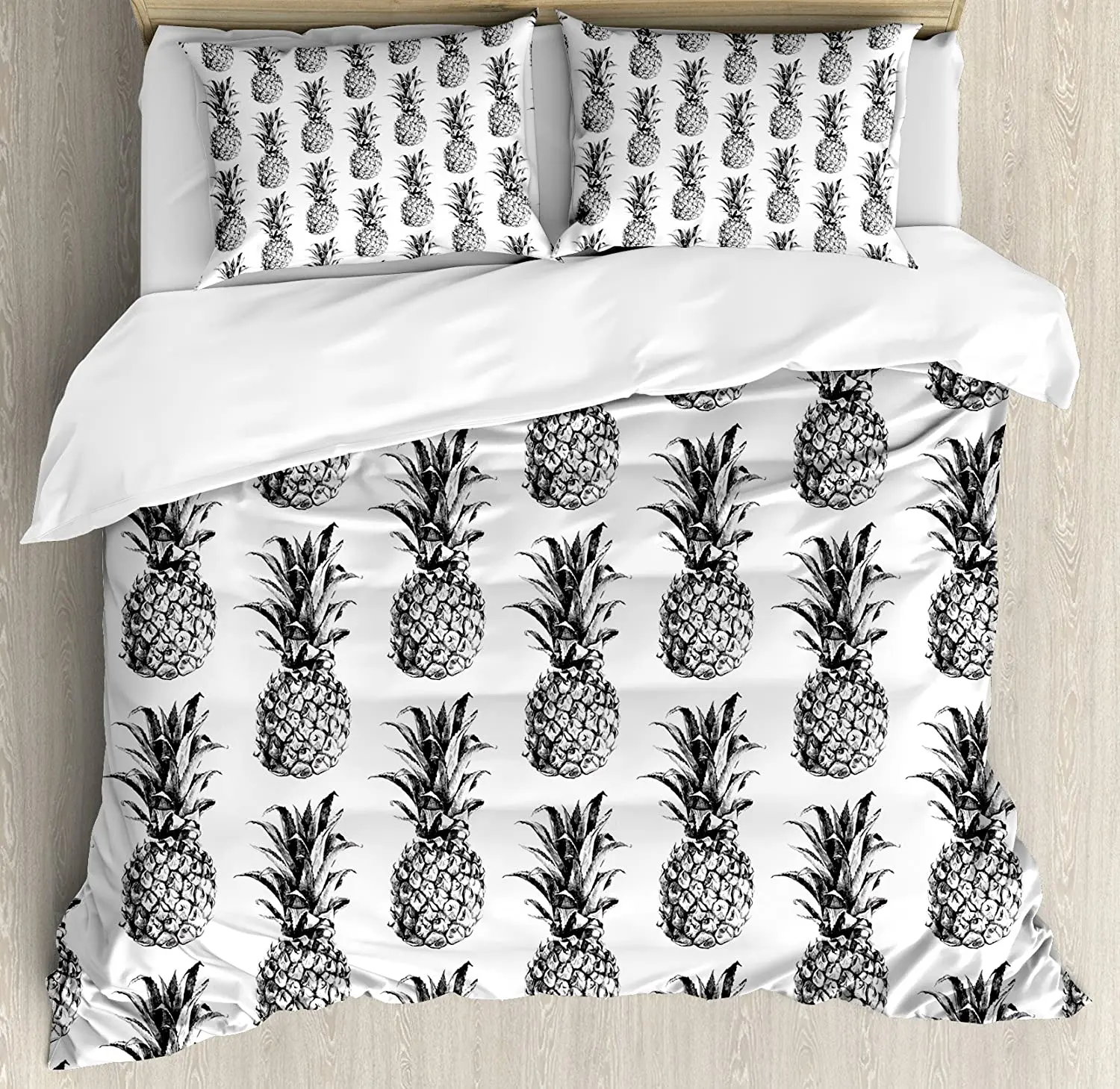 

Pineapple Bedding Set For Bedroom Bed Home Artistic Hand Drawn Tropical Theme Vintage Styl Duvet Cover Quilt Cover Pillowcase