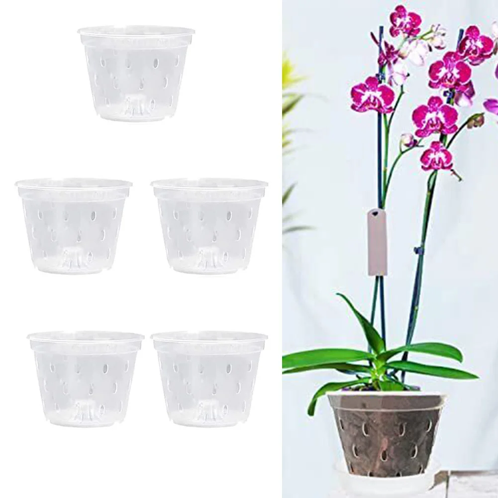 

Orchid Pots Clear Orchid Pots 5 Inches Clear Durability High-Quality Material Longevity Plastic White 5pcs Plastic