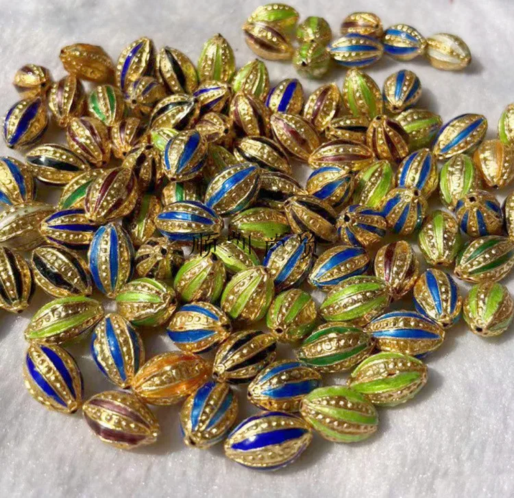 

10pcs Vintage Cloisonne Filigree Accessories DIY Beads Enamel Copper Jewelry Making Charm Pendant Necklace Earrings Bracelets