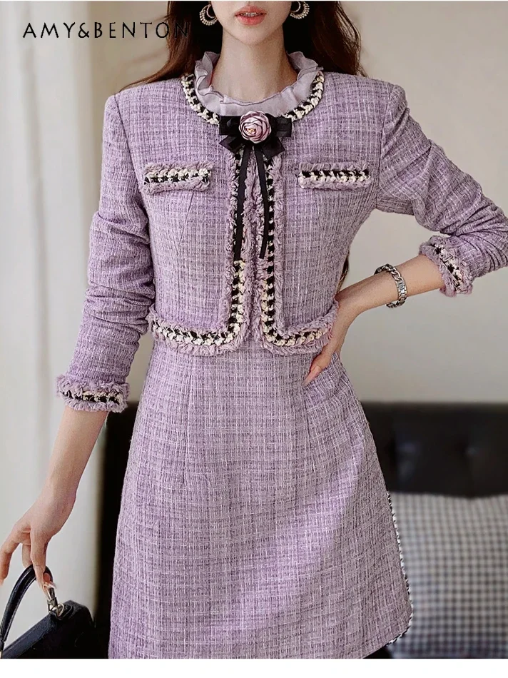 Новинка Осень 2024 французское темпераментное трехмерное платье из двух частей с