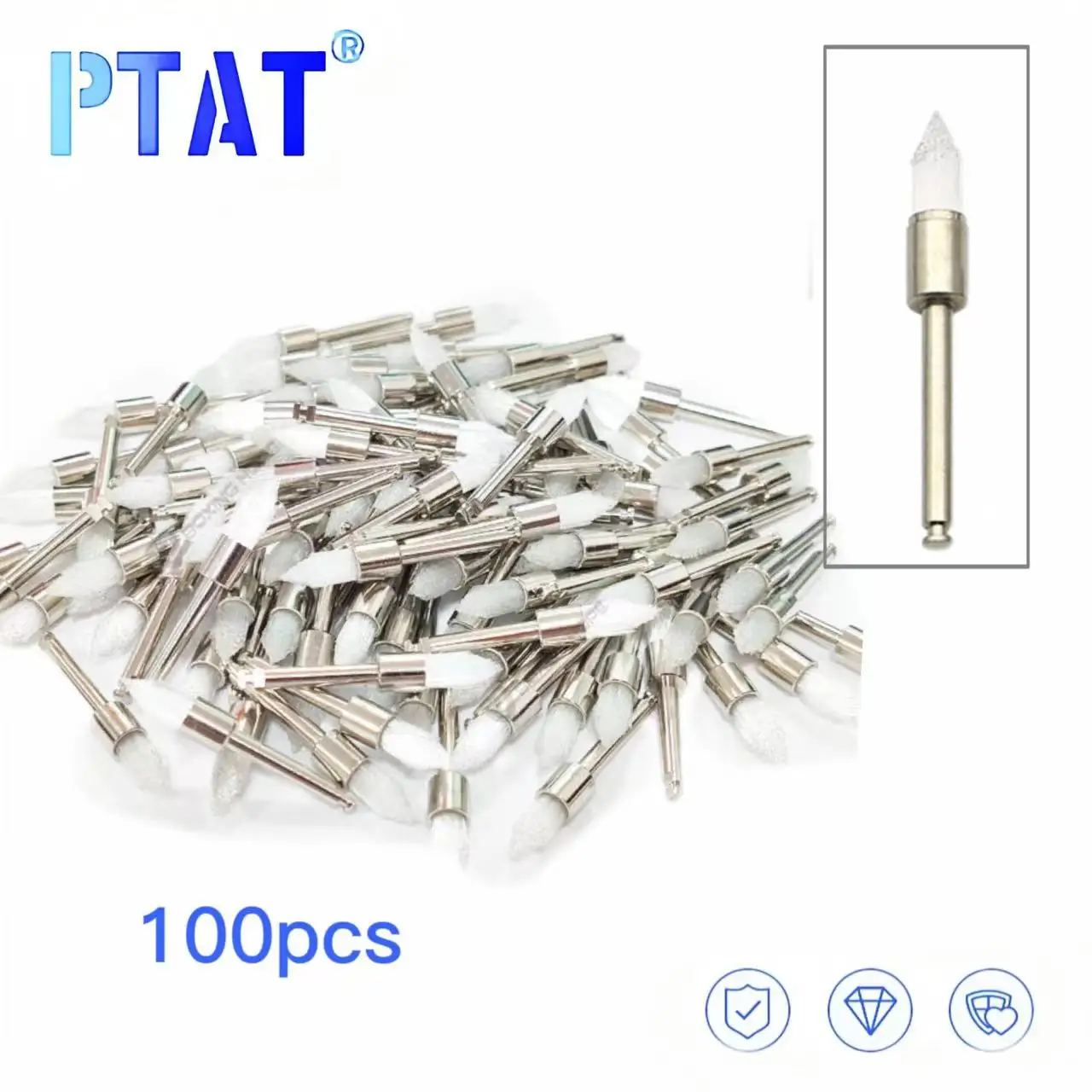 

100Pcs/Set Dental Polishing Brush Oral Teeth Whitening Cleaning Tools Sharp Shape Polishing Polisher Brush Dental Lab Material