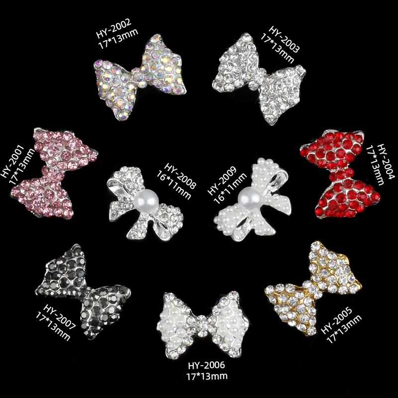 

10 шт. новый сплав Стразы Кристалл ногтей очаровательные 3D галстук-бабочка жемчужина блестящие супер японские маникюрные драгоценные камни принадлежности