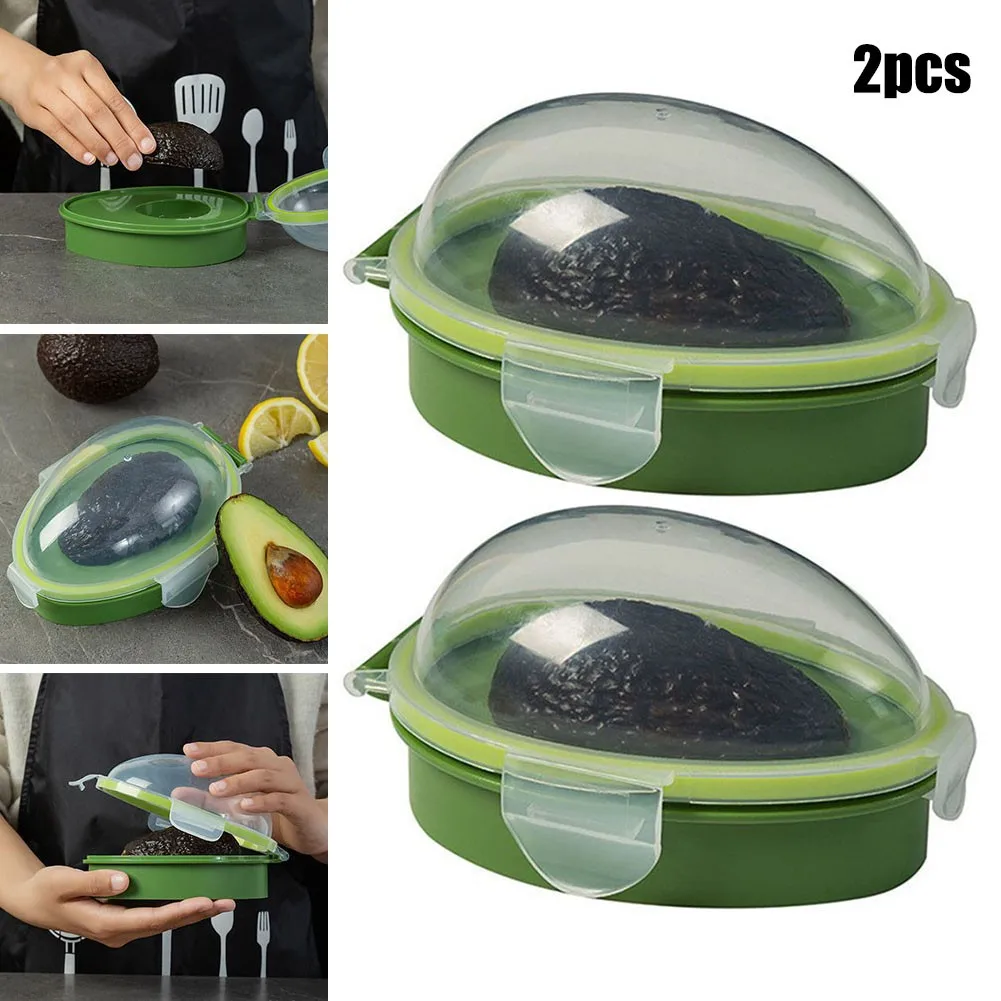 

2pcs Avocado Keeper Saver Food Veggie Storage Container Stay Fresh Leftover Half Innovative Styling Home Kitchen Storage