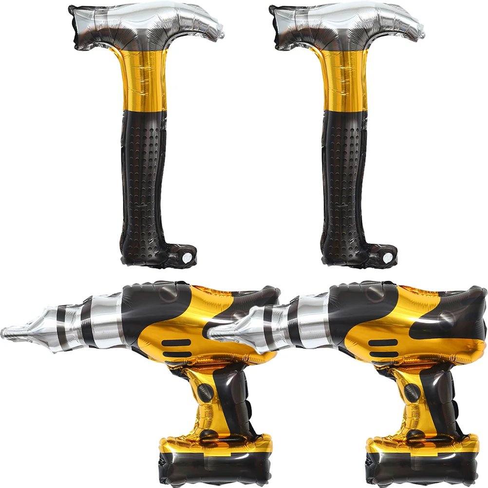 

4 Pcs Tool Aluminum Film Balloon Baby Balloons Birthday Decor Boys Party Decoration Prop Props Construction Child Festival