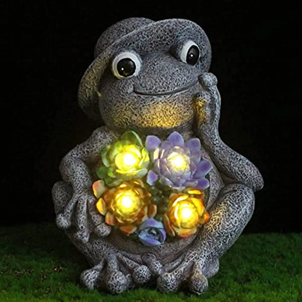 

Solar Frog Statue Garden Ornaments Outdoor Decorations, Garden Figurine Decor with Solar Powered LED Lights Decor for Patio