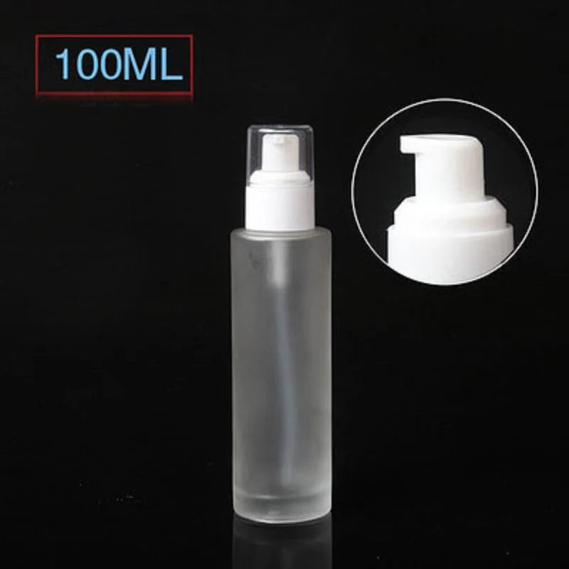 100ml frosted/green/blue/white glass bottle white pump serum/lotion/emulsion/foundation/gel essence moisture toner skin packing