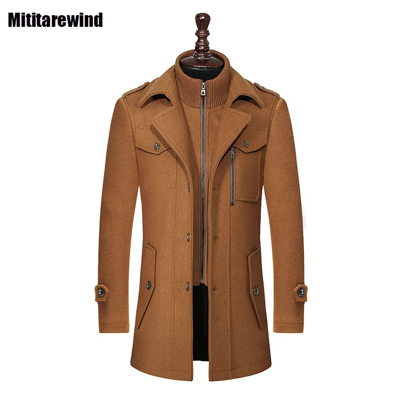 

Куртка мужская шерстяная со съемным двойным воротником, на пуговицах