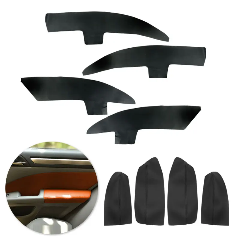 

For Skoda Superb 4pcs/set Car-Styling Door Handle / Door Armrest Panel Microfiber Leather Cover Decor with Install Tools