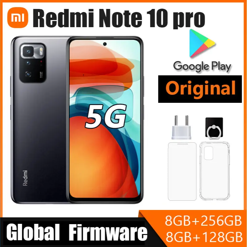 Glabal Firmware Xiaomi Redmi Note 10 pro 5G Cellphone，Cell Phone NFC Smartpone Android 11- 6.5