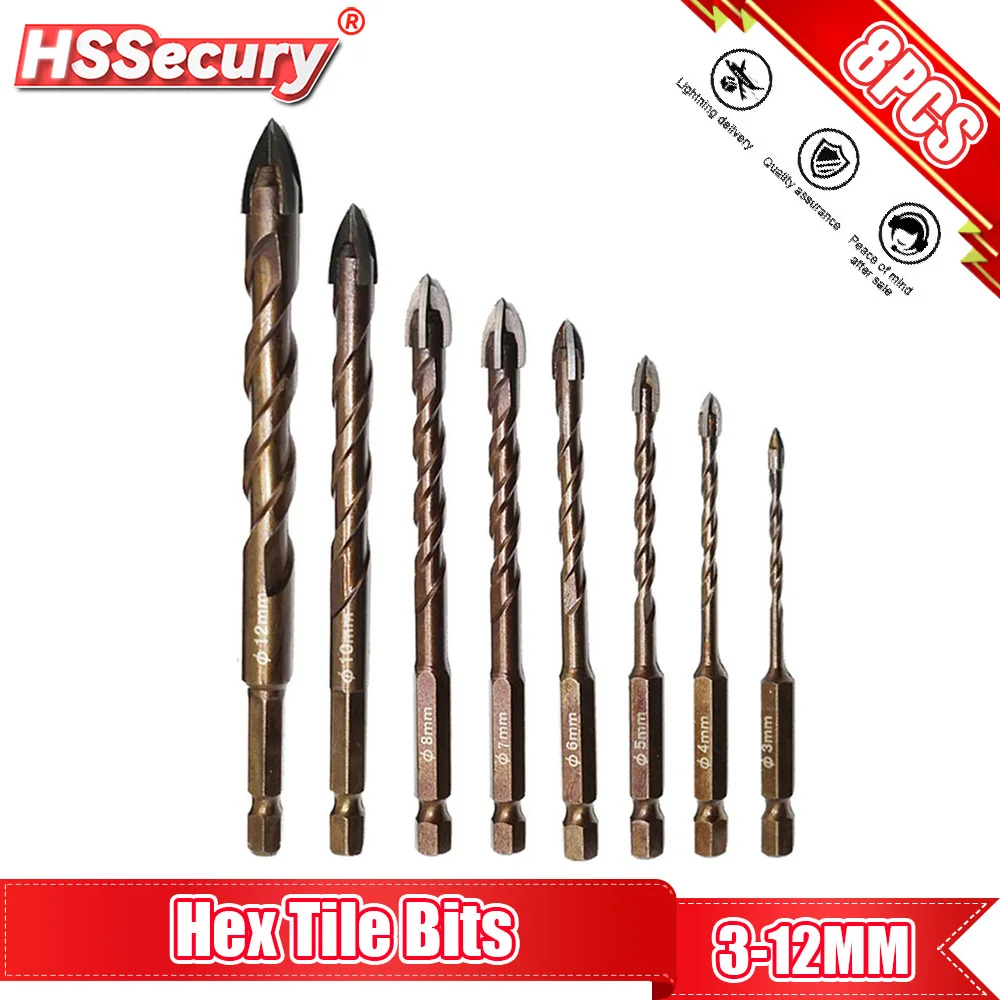 

3-12mm Cross Hex Tile Drill Bits For Screwdriver Glass Ceramic Concrete Hole Opener Brick Hard Alloy Triangle Bit Tool Drill Bit