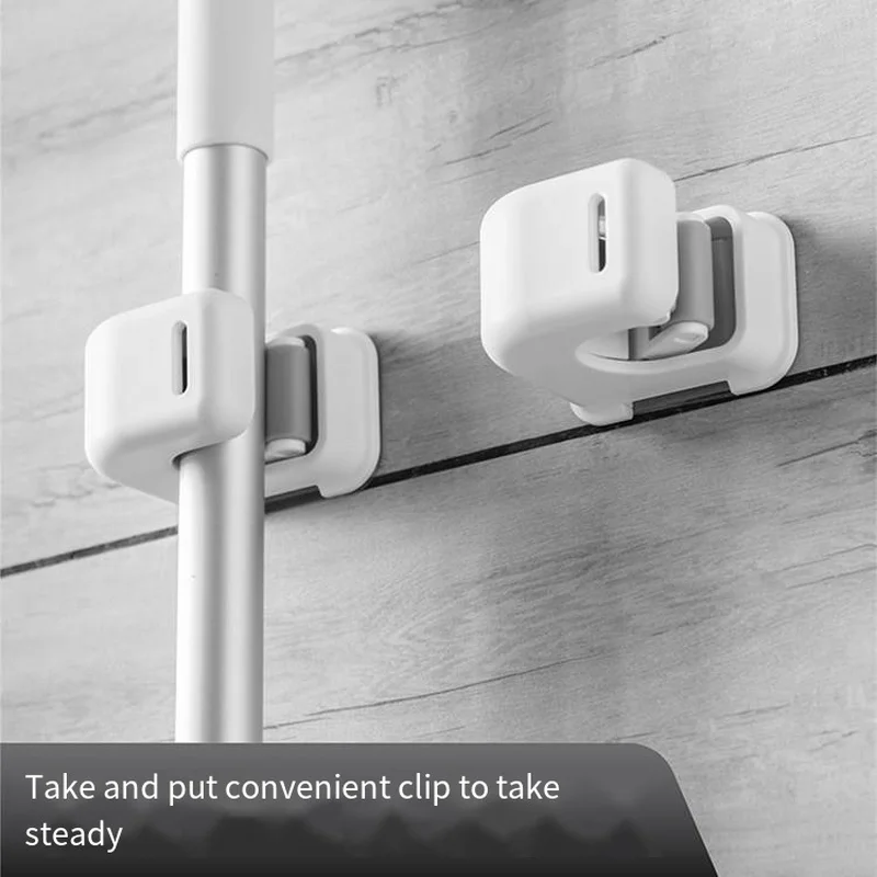 

Mop Clip Broom Free Punch Bathroom Wall Mount Storage Strong Non-marking Hook Mop Fixing Gadget for Home Bathroom Accessories