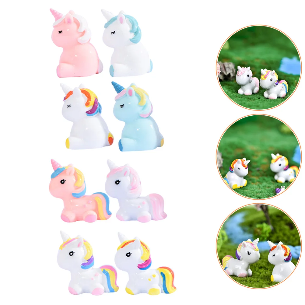 8 шт. единорог пейзаж маленькие фигурки животных бонсай ремесленные украшения из