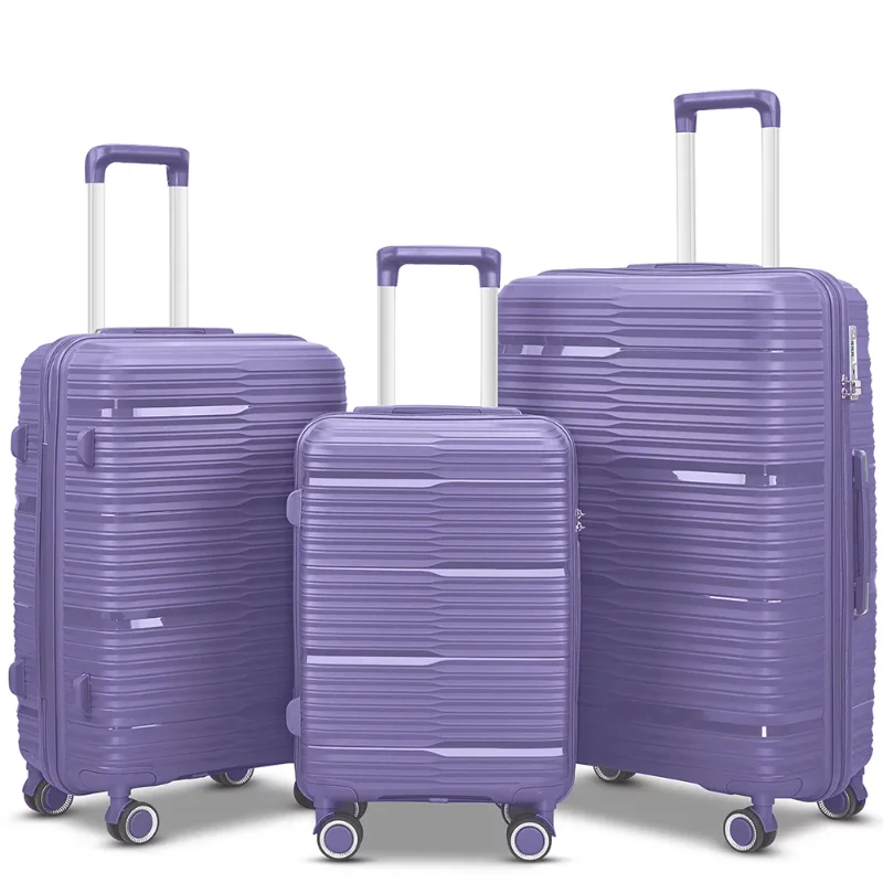

AEDILYS 3 Piece Purple Luggage Sets pp Hardside Suitcase Set with TSA Lock