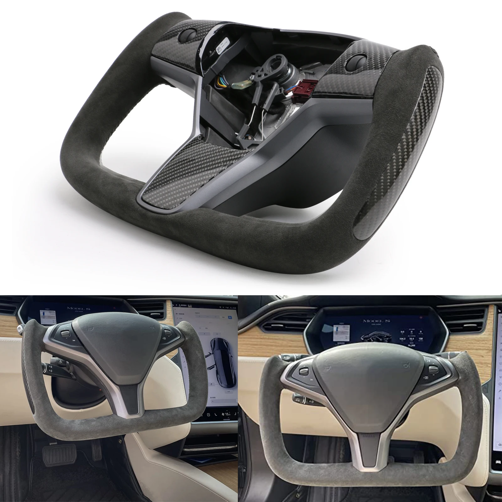 Руль Ellipse Tesla для модели 2017 2018 2019 2020 2021 модель 3 и Y отделка из углеродного волокна