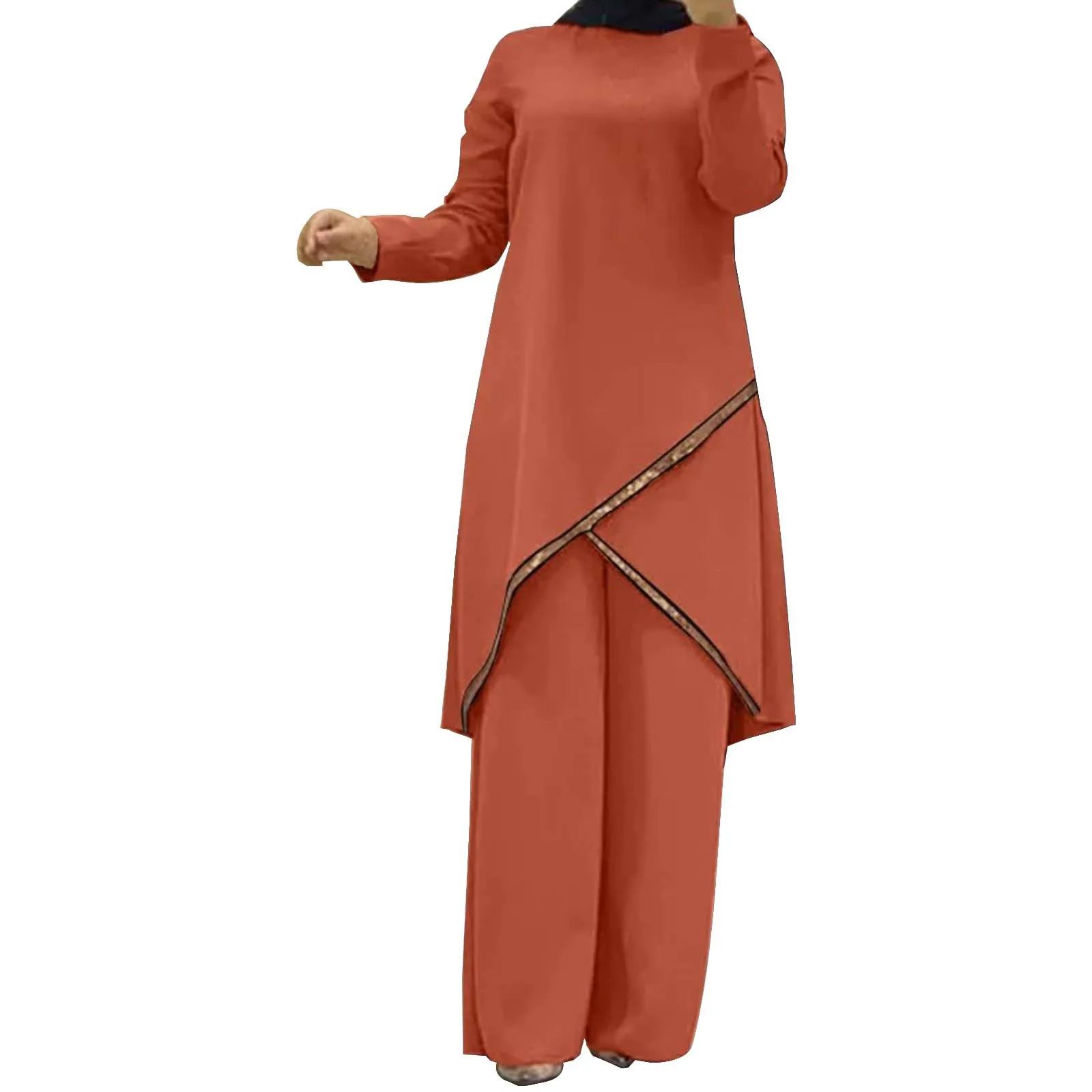 Женские свободные одинаковые комплекты новинка 2024 года мусульманская блузка с