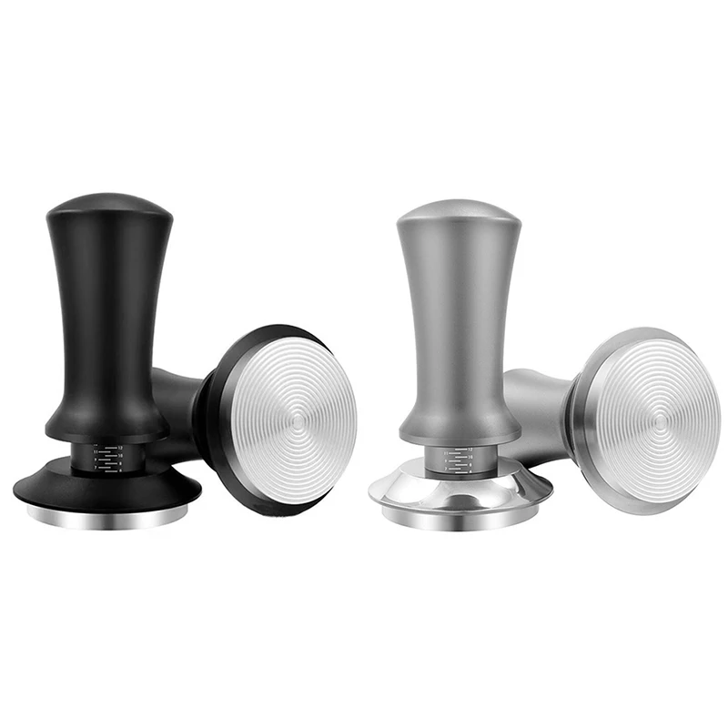 51/53/58mm Coffee Tamper Stainless Steel Powder Constant Press Hammer With Scale Thread Base Espresso Accessories