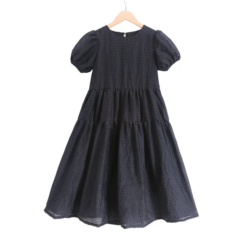 

Girls Performance Clothes 2022 New Teen Party Dress Two Layers Cotton Lining Kids Midi Dress Teenage Children Clothes,#6277